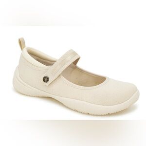 JBU Mary Janes Cream Flats with Strap